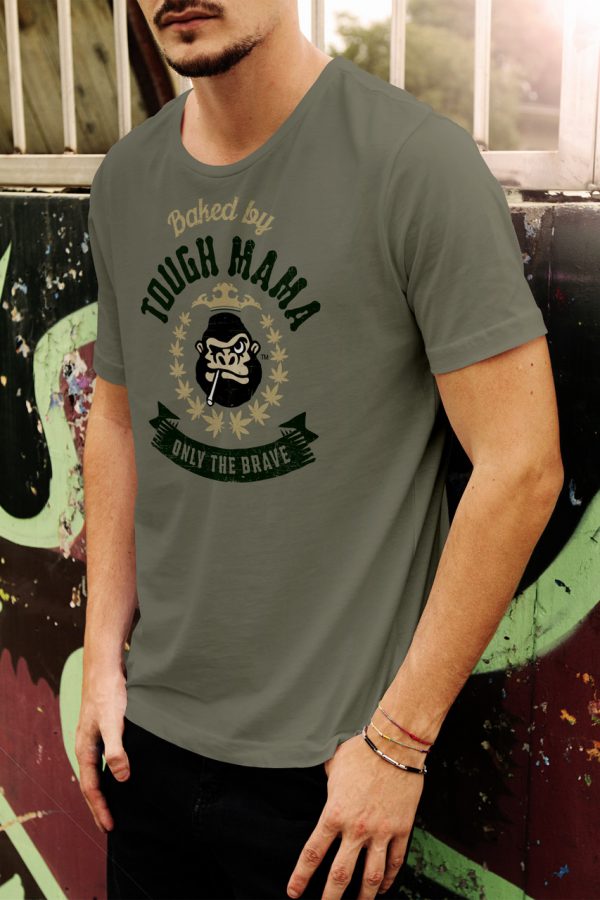 Tough Mama ‘Only The Brave’ grey-green t-shirt